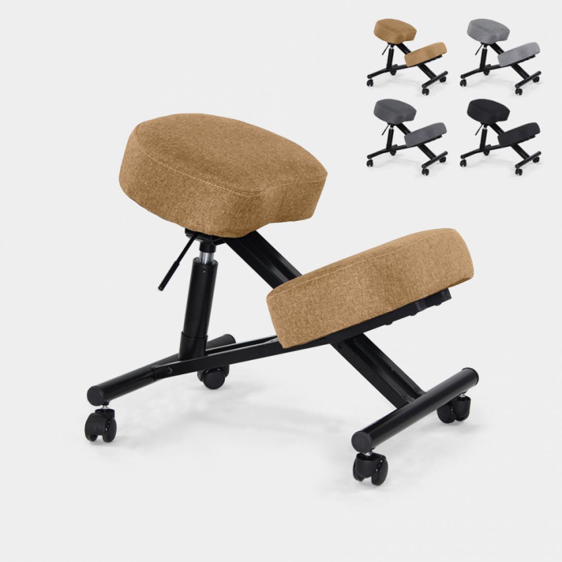 Bodyline - Healt And Massage - Chaise orthopédique suédoise ergonomique en tissu et en métal Balance Lux, Couleur: Beige - Chaises