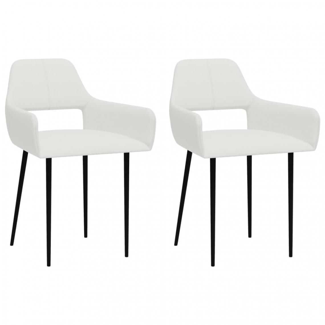 Decoshop26 - Lot de 2 chaises de salle à manger cuisine pieds métal en tissu blanc CDS020206 - Chaises