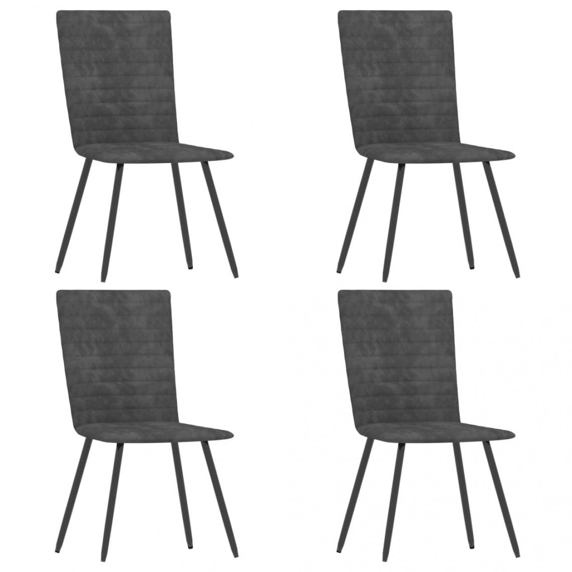 Decoshop26 - Lot de 4 chaises de salle à manger cuisine design moderne velours gris CDS021615 - Chaises