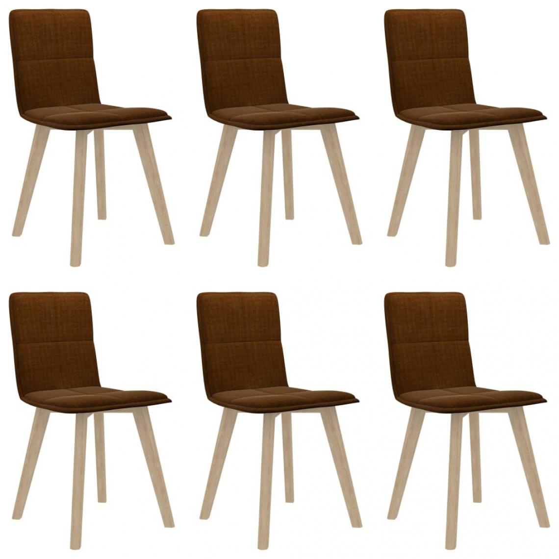 Decoshop26 - Lot de 6 chaises de salle à manger cuisine design moderne tissu marron CDS022556 - Chaises