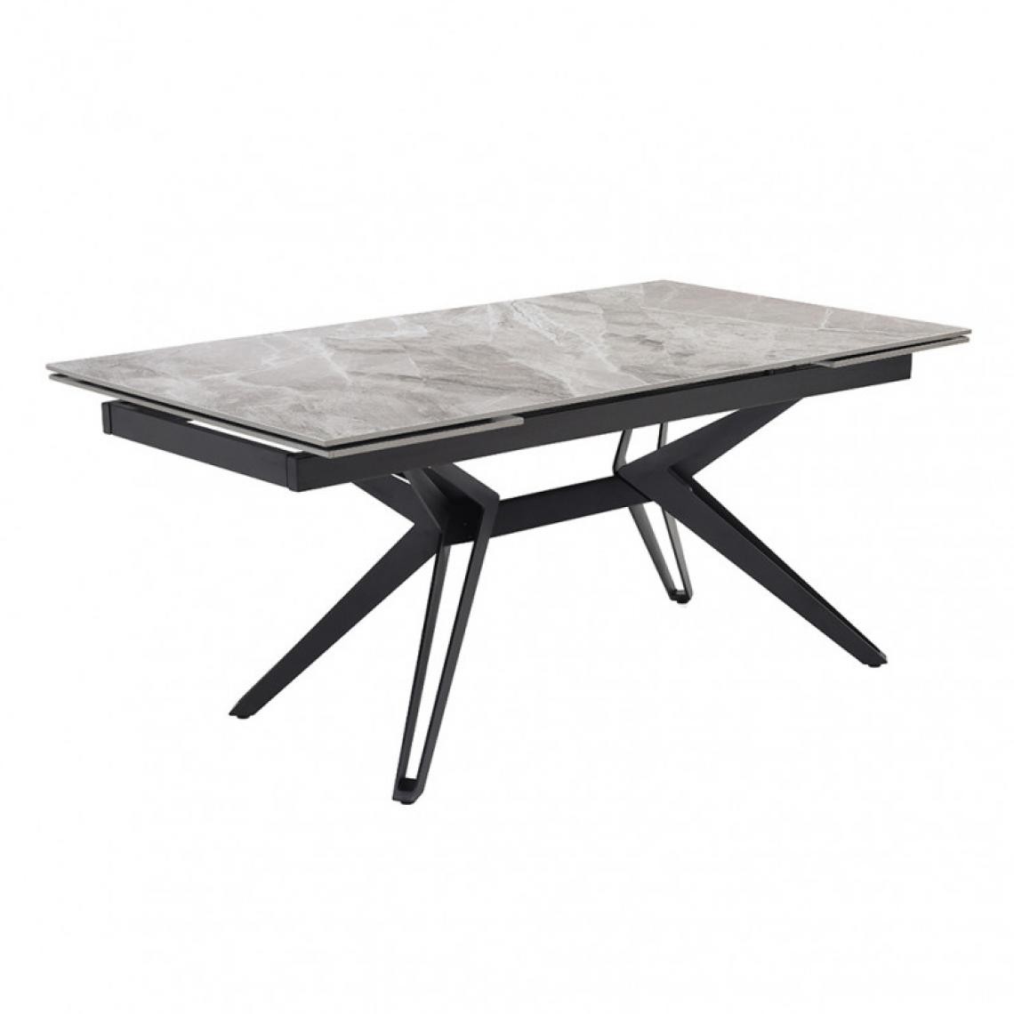 Meubletmoi - Table extensible 160/240 cm céramique gris marbré pied trapèze - DAKOTA 07 - Tables à manger