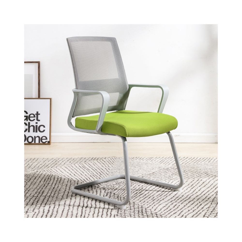 Wewoo - TO-329 chaise d'ordinateur de bureau de retour à la maison confortable de simple grise avec cadre gris vert - Chaises