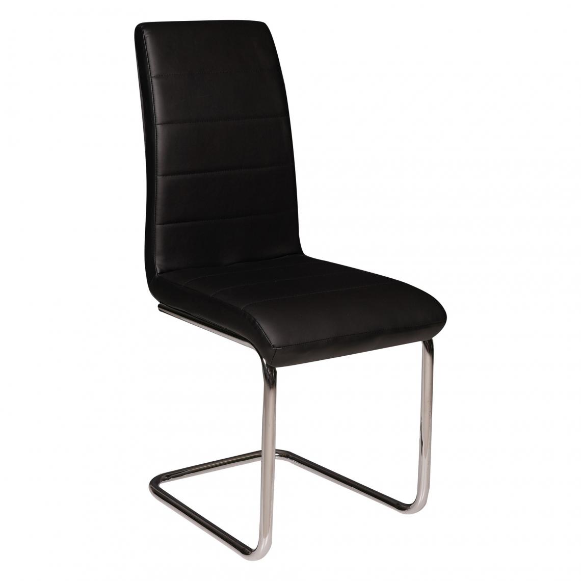 Alter - Chaise moderne en éco-cuir et pieds en métal chromé, 43x57h98 cm, couleur noire - Chaises