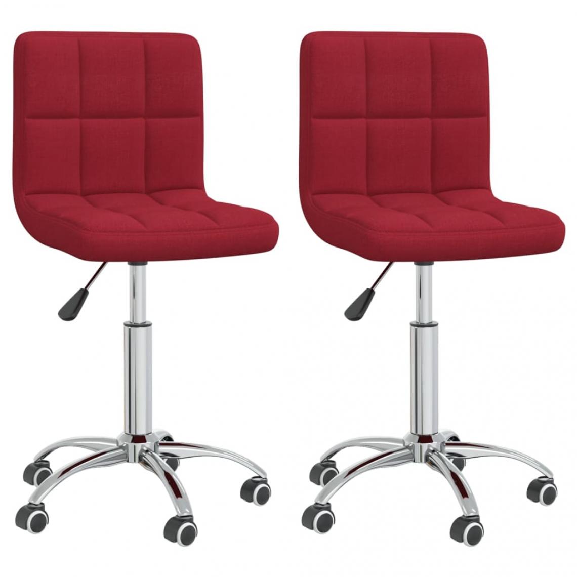 Decoshop26 - Lot de 2 chaises de salle à manger cuisine design moderne tissu rouge bordeaux CDS020984 - Chaises