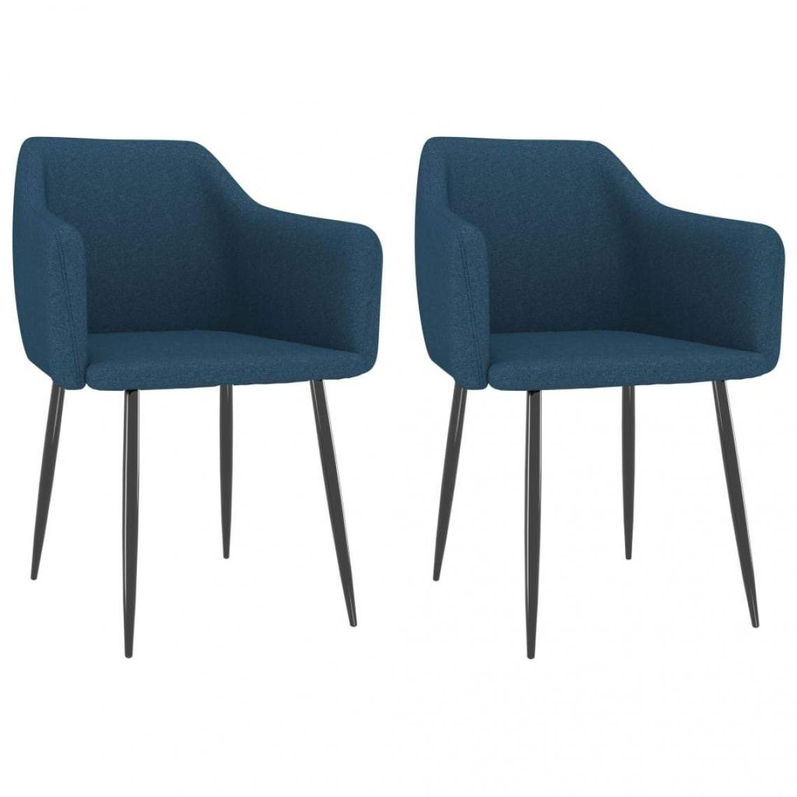 Decoshop26 - Lot de 2 chaises de salle à manger cuisine design moderne tissu bleu CDS020229 - Chaises