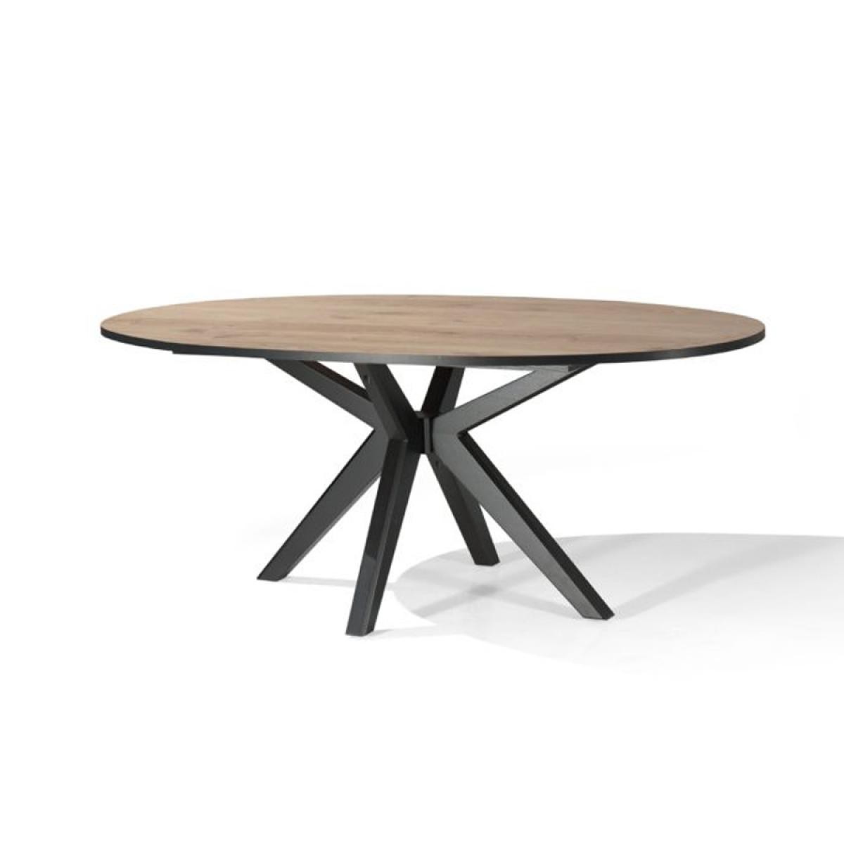 Nouvomeuble - Table ovale 200 cm couleur chêne naturel ESTELLE - Tables à manger