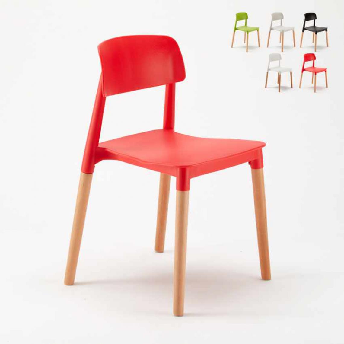 Ahd Amazing Home Design - Lot 20 Chaises Bar Polypropylène et Bois Design Moderne Barcellona, Couleur: Rouge - Chaises