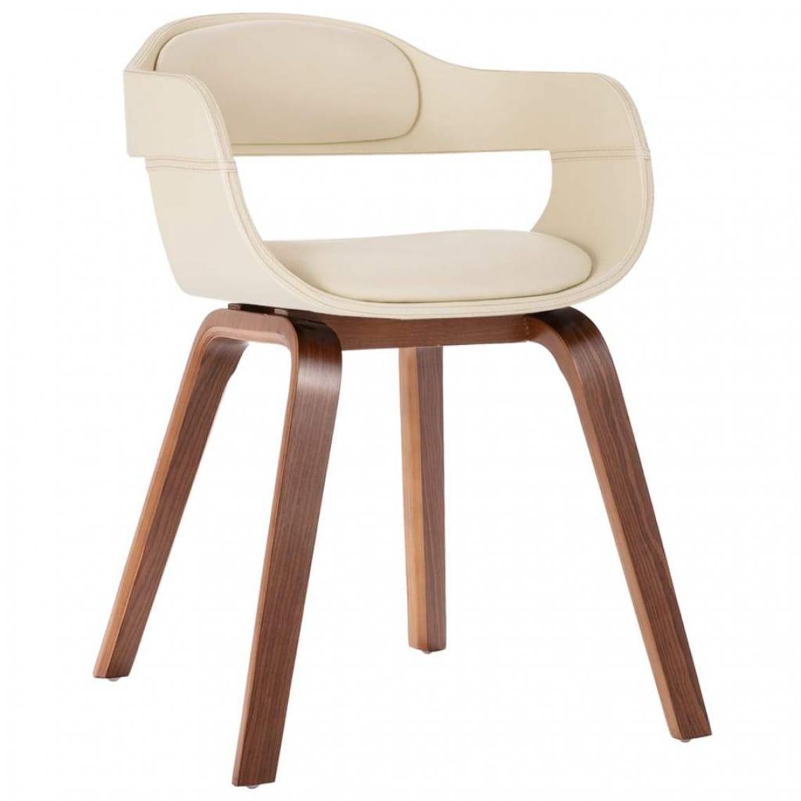 Decoshop26 - Chaise de salle à manger blanc bois courbé et similicuir CDS020012 - Chaises