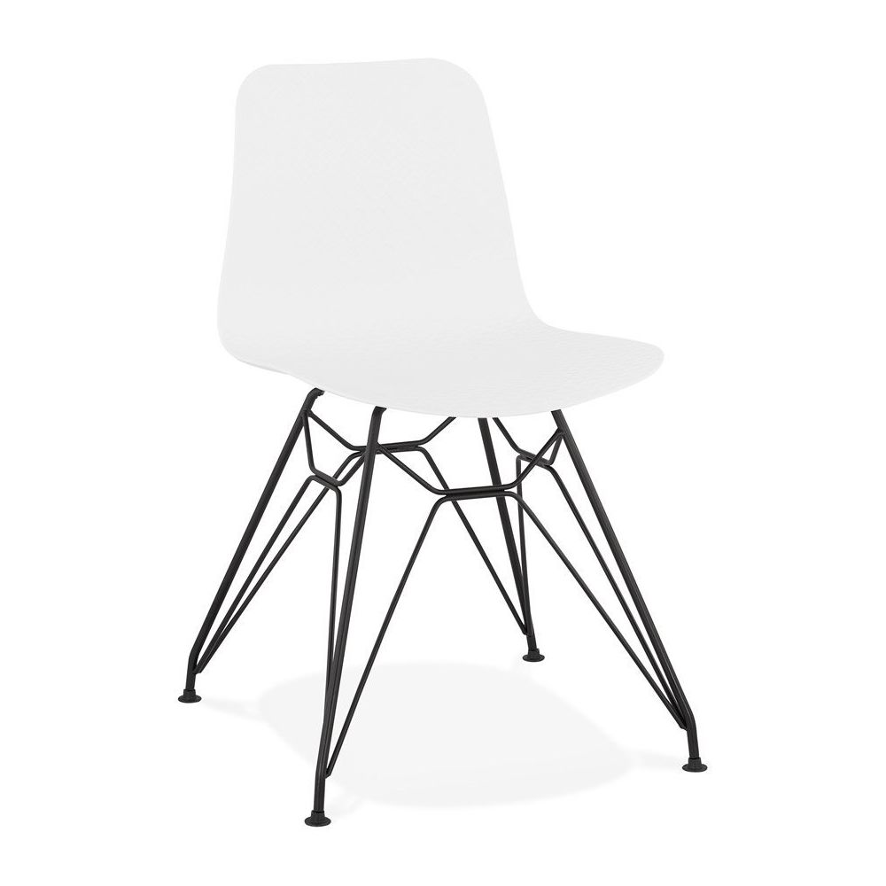 Alterego - Chaise design 'GAUDY' blanche style industriel avec pied en métal noir - Chaises