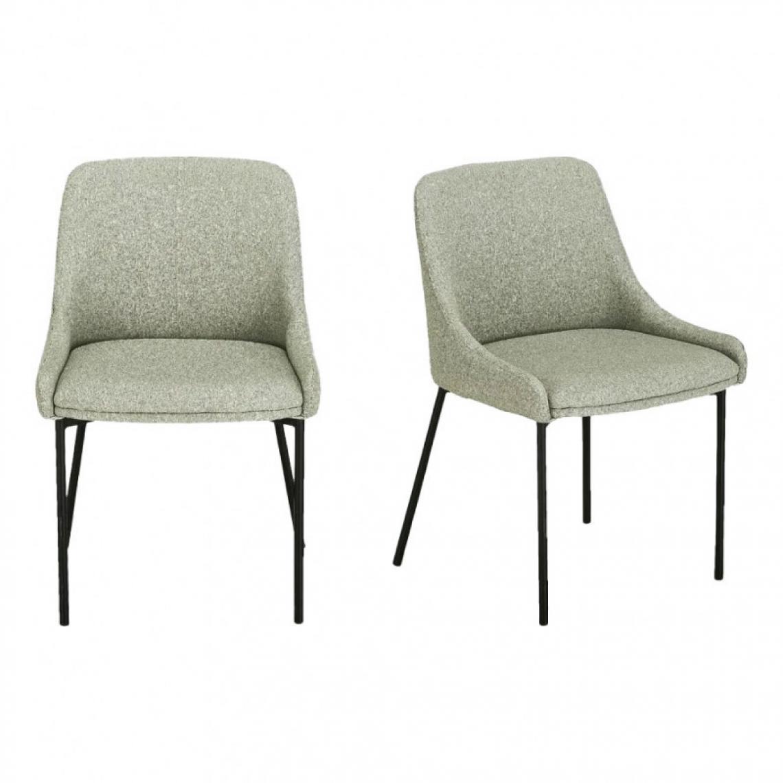 Meubletmoi - Lot de 2 chaises vert en tissu avec piètement acier noir - LUTTY 0909 - Chaises