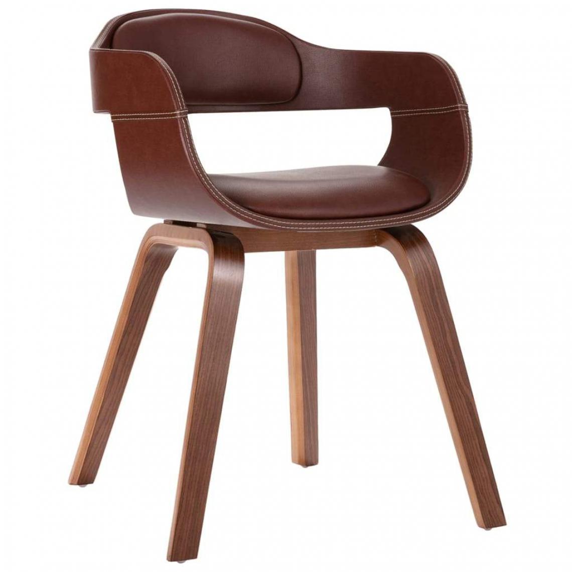 Decoshop26 - Chaise de salle à manger design moderne bois courbé et similicuir marron CDS020049 - Chaises
