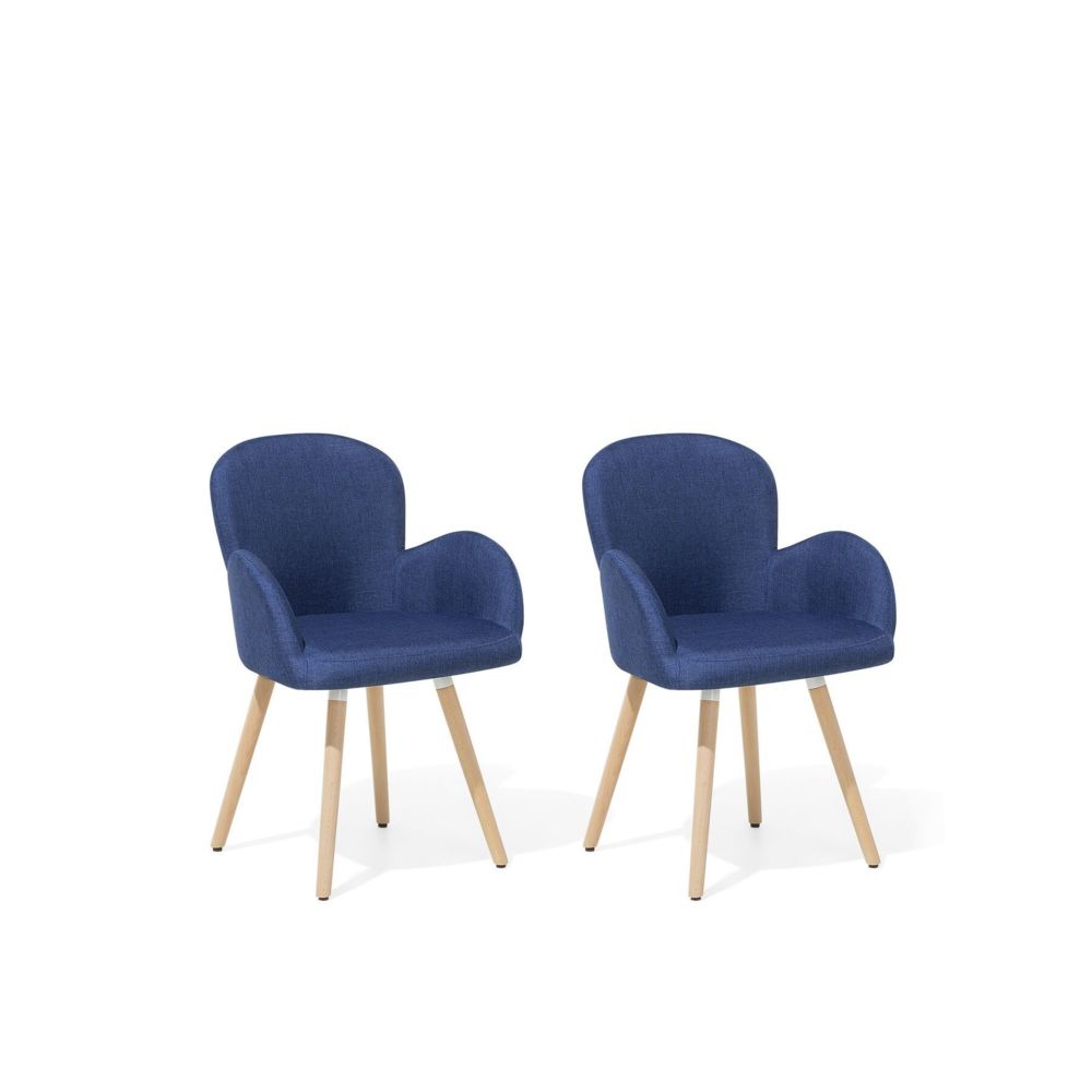 Beliani - Beliani Lot de 2 chaises en tissu bleu marine BROOKVILLE - bleu - Chaises