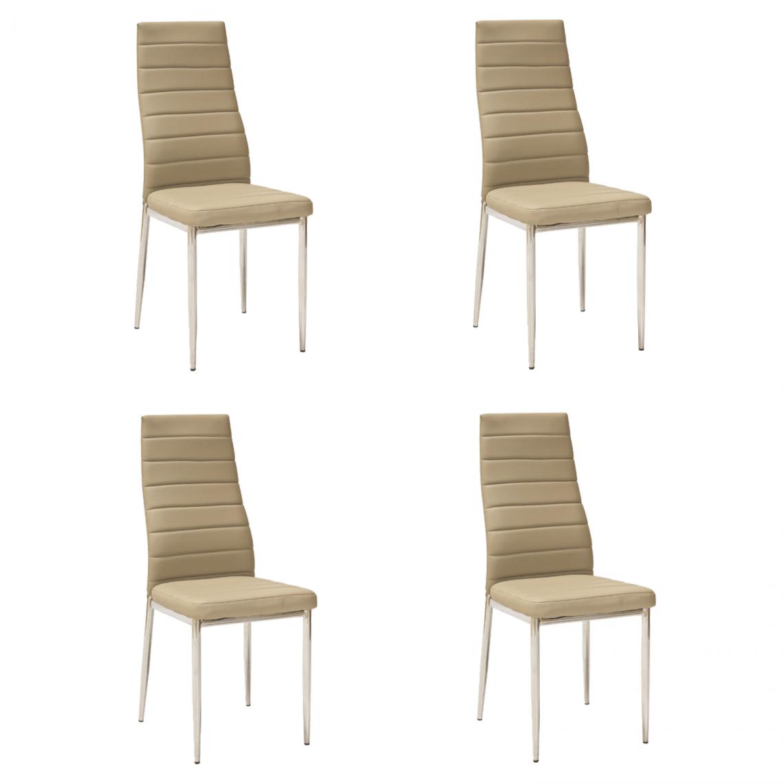 Hucoco - JOSSAN - Lot de 4 chaises élégantes pour salle à manger et salon - 96x40x38 cm - Similicuir - Beige - Chaises