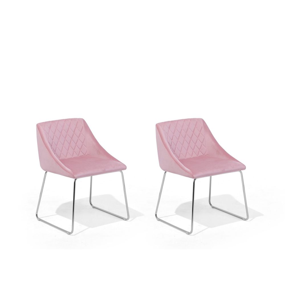 Beliani - Beliani Lot de 2 chaises de salle à manger en velours rose ARCATA - rose - Chaises