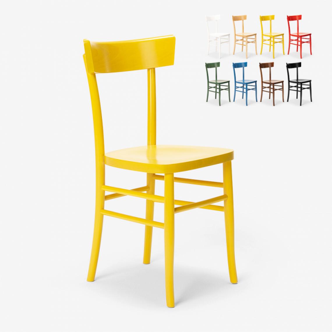 Ahd Amazing Home Design - Chaise classique en bois rustique pour salle à manger cuisine bar restaurant Milano, Couleur: Jaune - Chaises