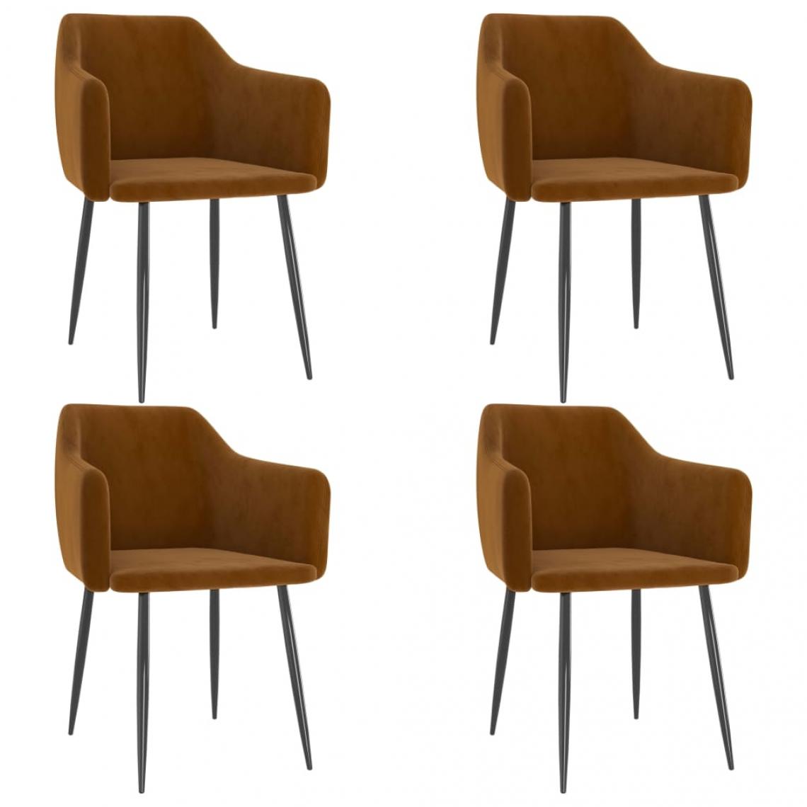 Decoshop26 - Lot de 4 chaises de salle à manger cuisine design moderne velours marron CDS021769 - Chaises