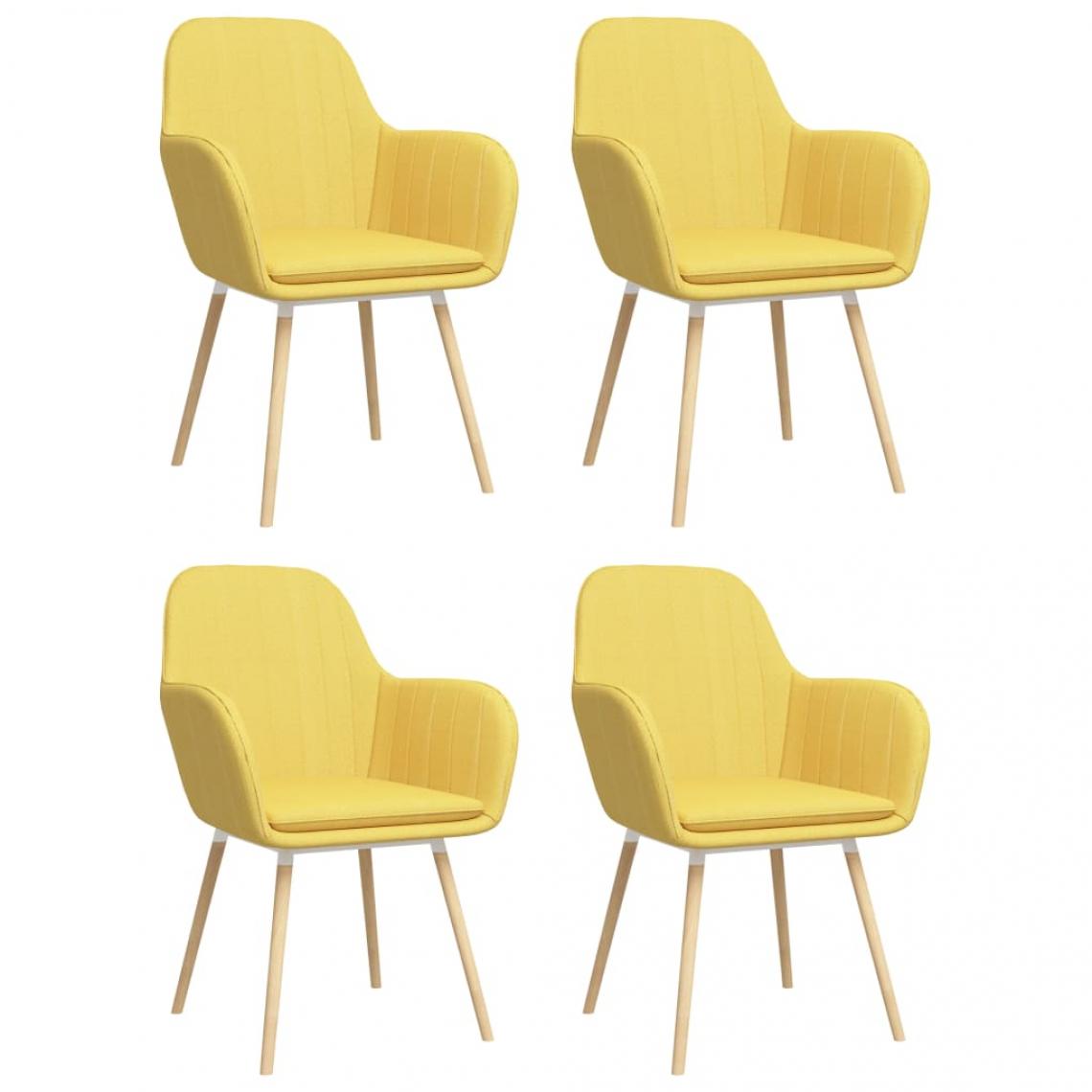 Decoshop26 - Lot de 4 chaises de salle à manger cuisine avec accoudoirs design élégant tissu jaune CDS021206 - Chaises