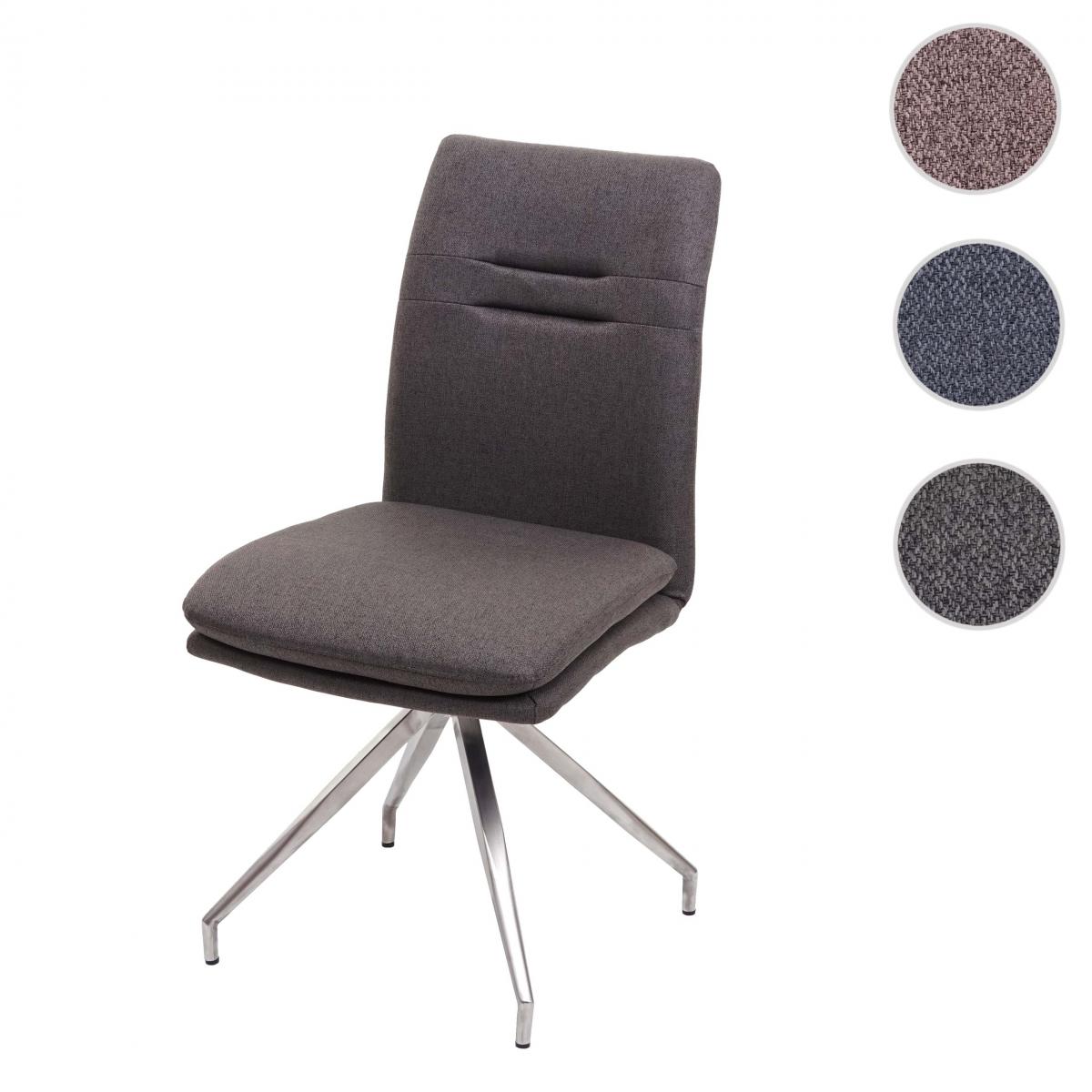 Mendler - Chaise de salle à manger HWC-H70, chaise de cuisine, tissu, acier inoxydable brossé ~ gris-brun - Chaises