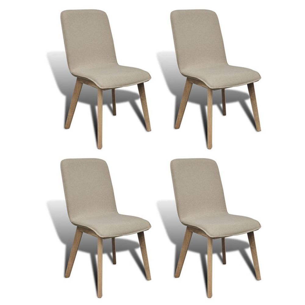 marque generique - Distingué Fauteuils reference Banjul Chaise de salle à manger 4 pcs avec cadre en chêne Tissu Beige - Chaises