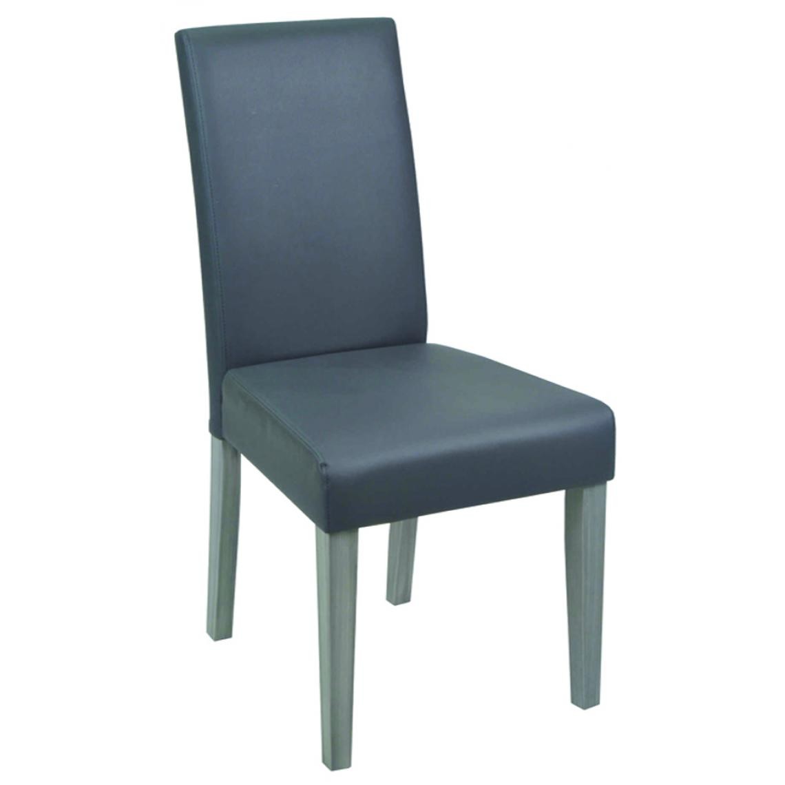 Pegane - Set de 2 chaises de séjour structure en pin massif, Coloris gris - Chaises