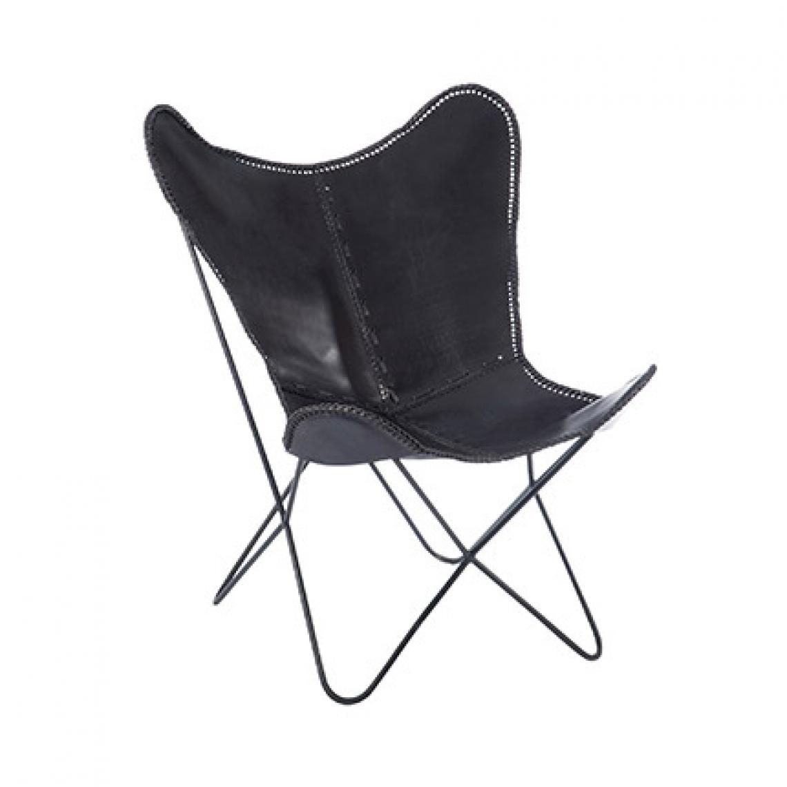 Paris Prix - Chaise en cuir et métal 75x87x86cm - noir - Chaises
