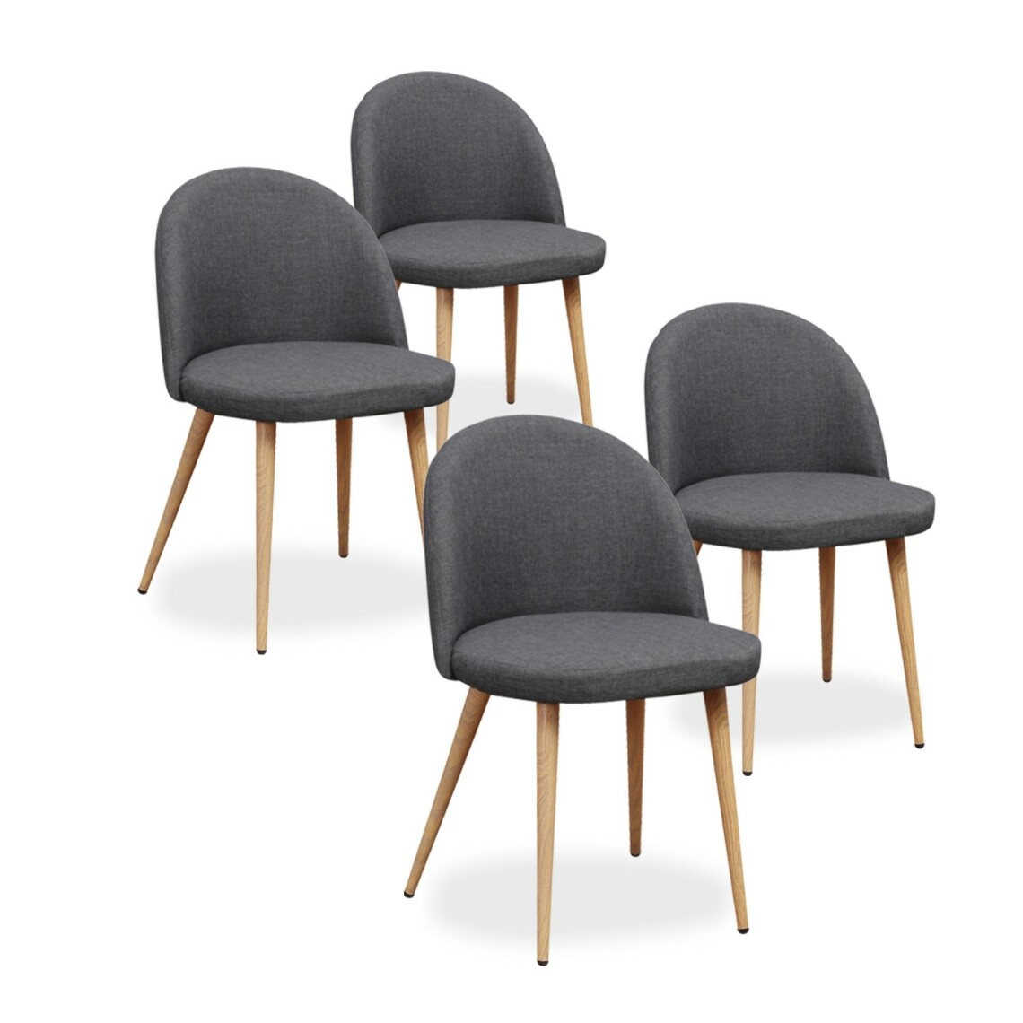 marque generique - Lot de 4 chaises scandinaves Cecilia tissu Gris foncé - Chaises