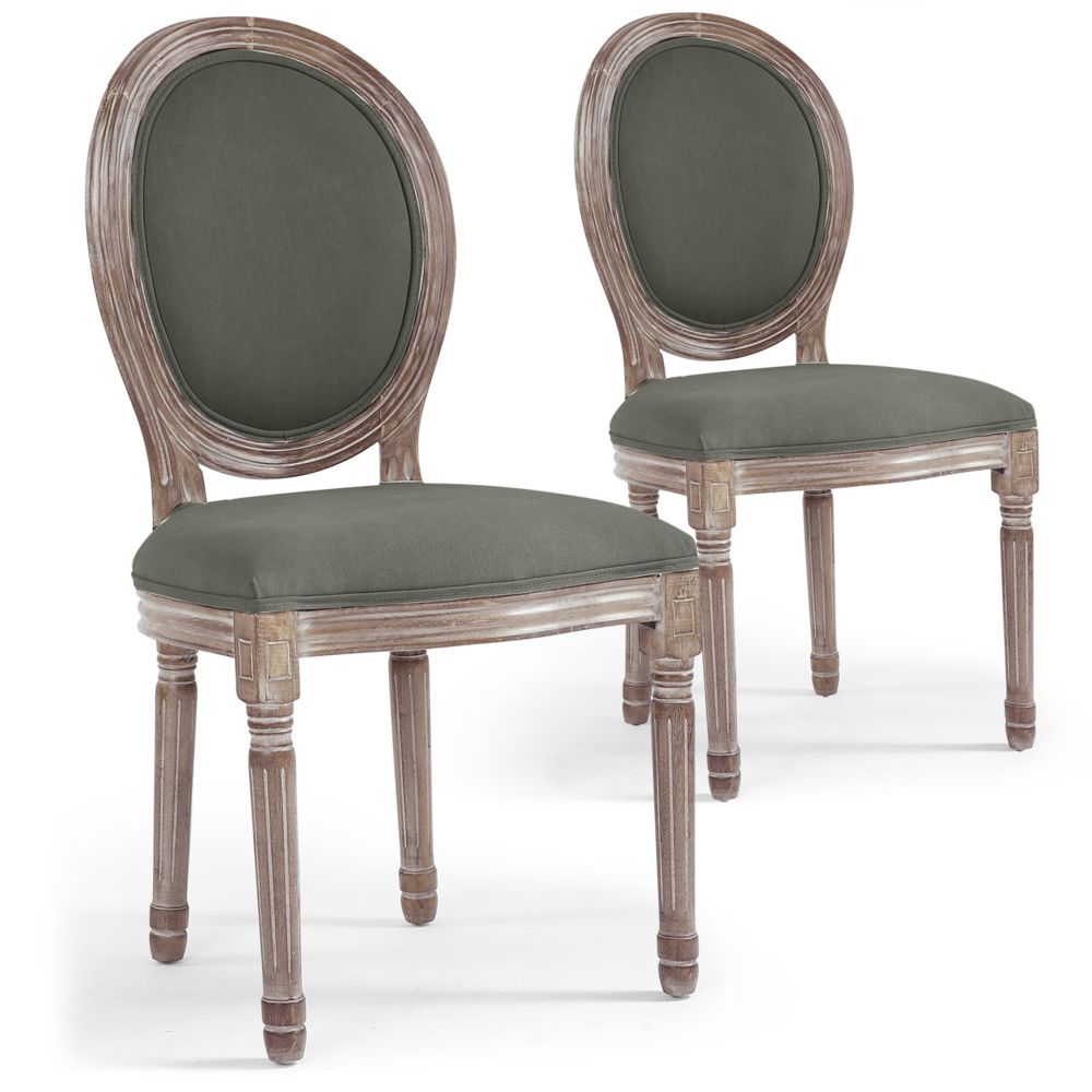MENZZO - Lot de 20 chaises médaillon Louis XVI Tissu Gris - Chaises