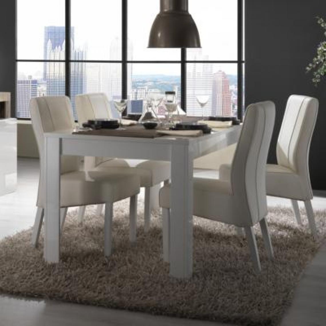 Nouvomeuble - Table 180 cm design blanche laquée AMBRE - Tables à manger