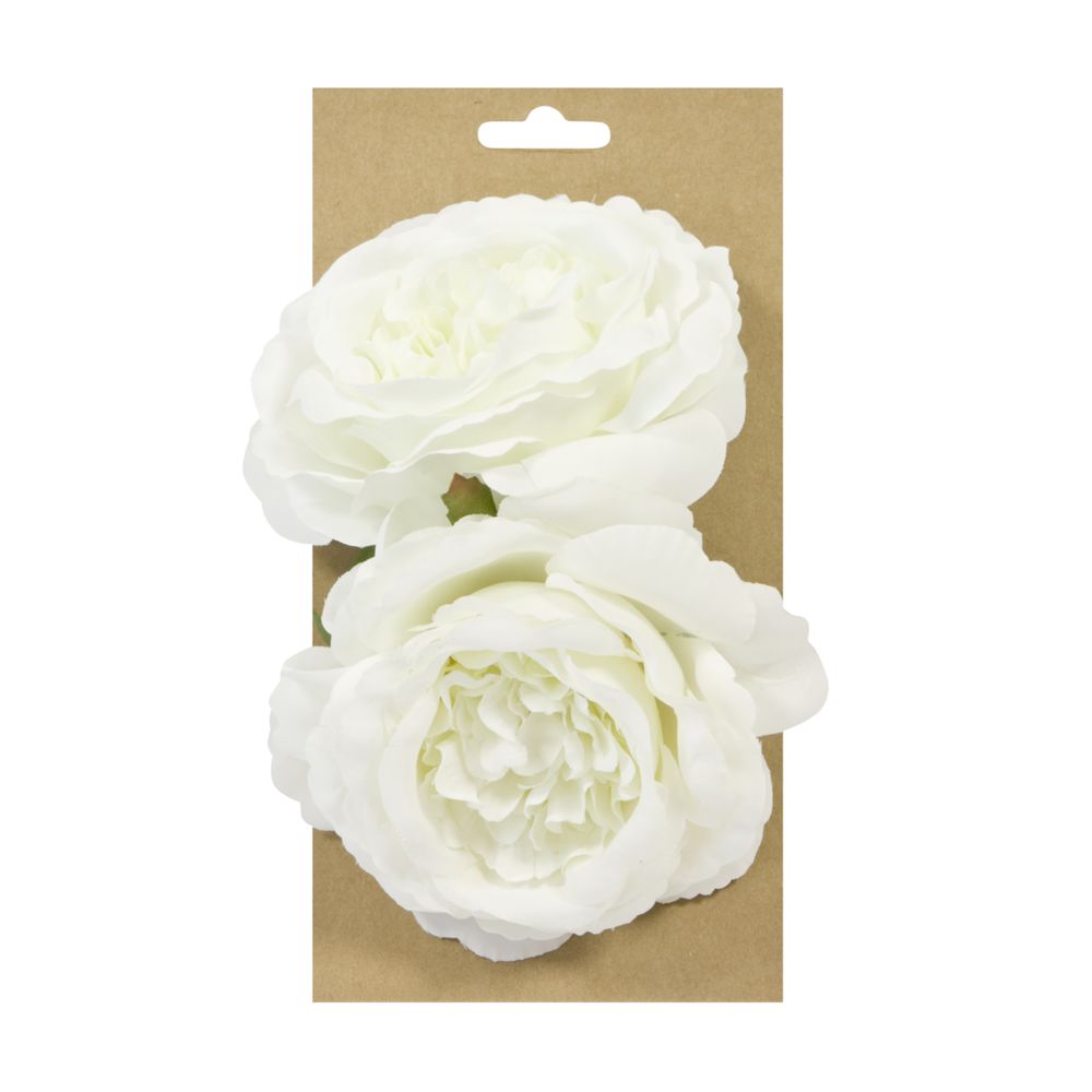 Visiodirect - 6 Lots de 2 roses à attacher coloris Blanc - 11 cm - Objets déco