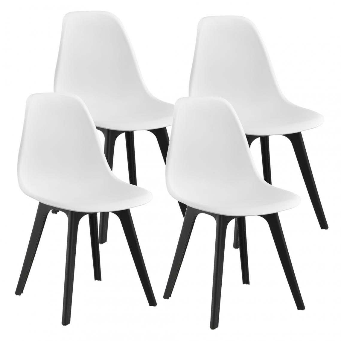 En.Casa - Set de 4 Chaises Brevik Plastique 83 x 54 x 48 cm Blanc Noir [en.casa] - Chaises