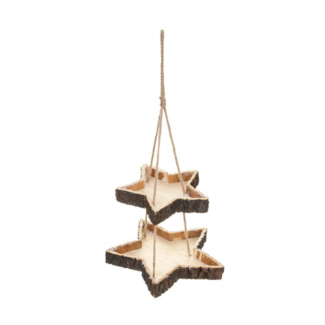 Feeric Lights And Christmas - Feeric Christmas - Double étagère étoile à suspendre en bois floqué L 23 x H 24 cm - Décorations de Noël