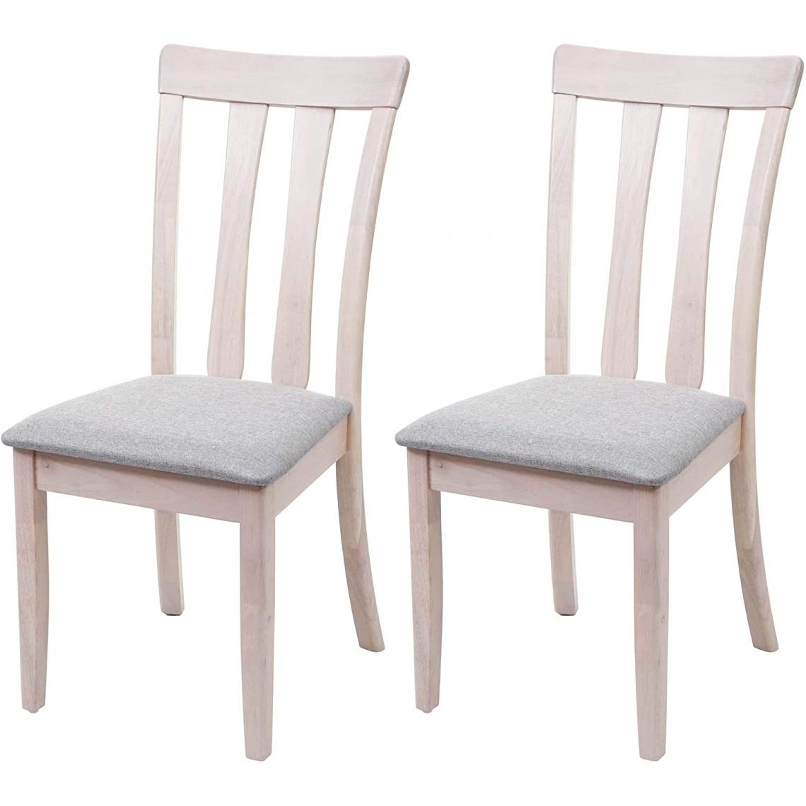 Decoshop26 - Lot de 2 chaises de salle à manger en bois massif clair et assise en tissu gris CDS04464 - Chaises