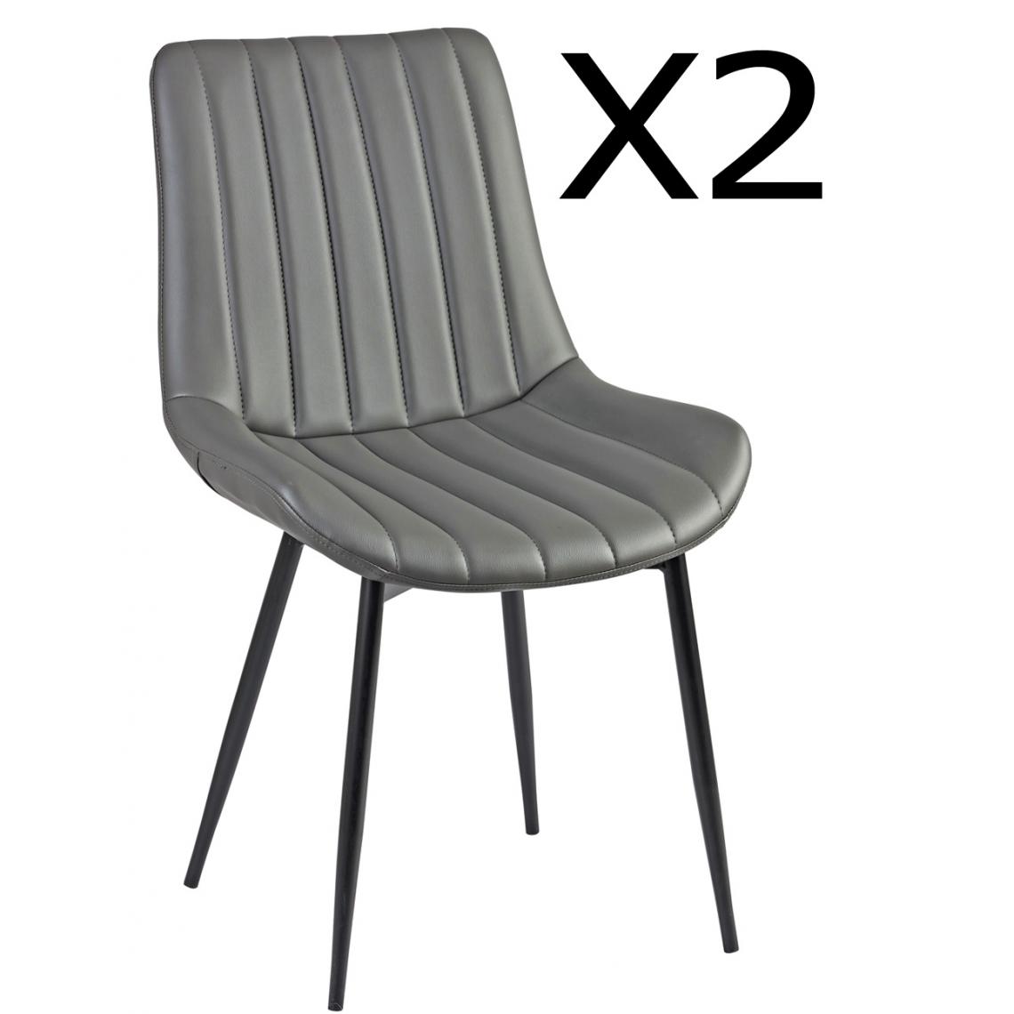 Pegane - Lot de 2 chaises en acier et polypropylène, coloris gris - Dim : L.54 x P.58 x Ht.88 x Ht Ass. 45 cm - Chaises