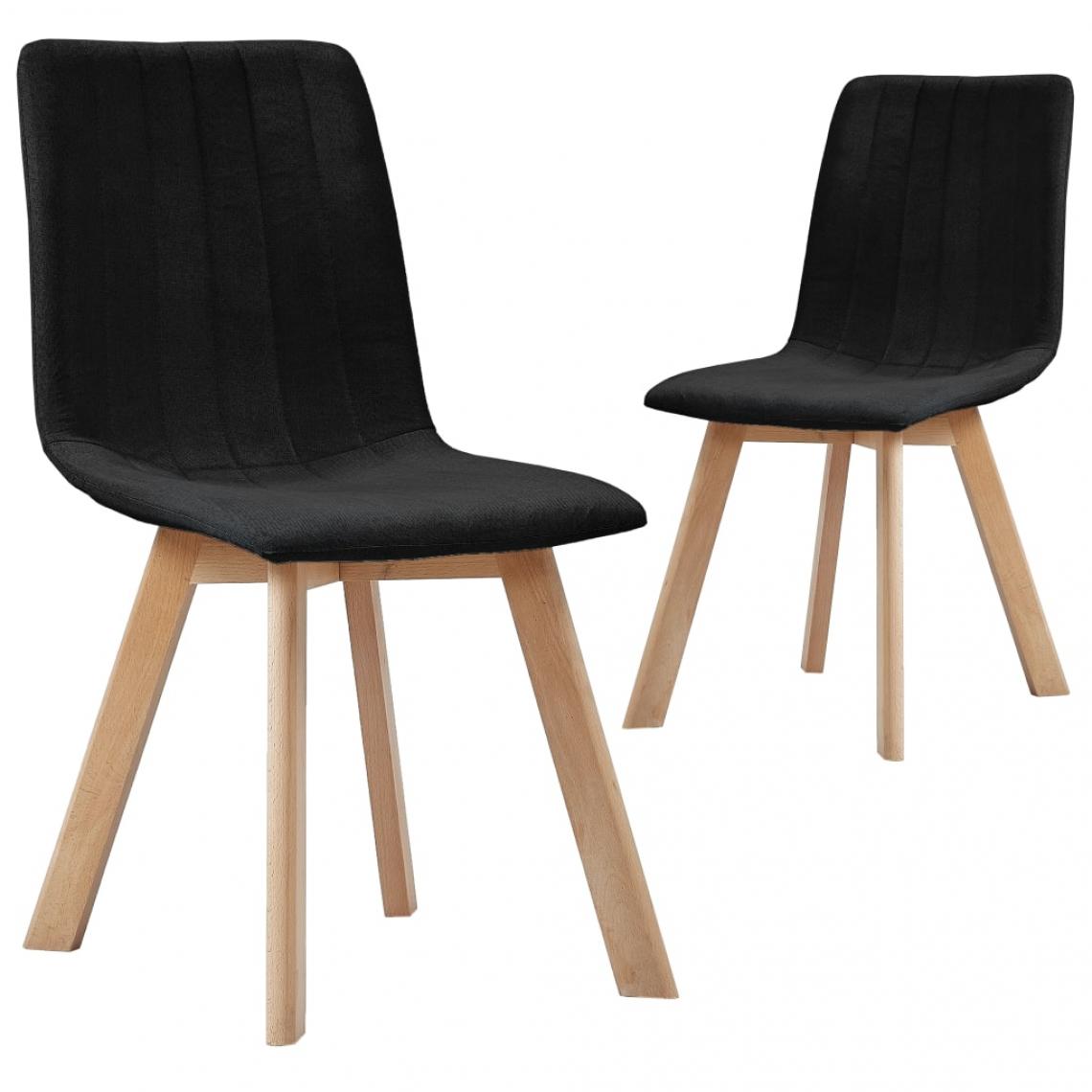 Decoshop26 - Lot de 2 chaises de salle à manger cuisine design moderne tissu noir CDS020856 - Chaises