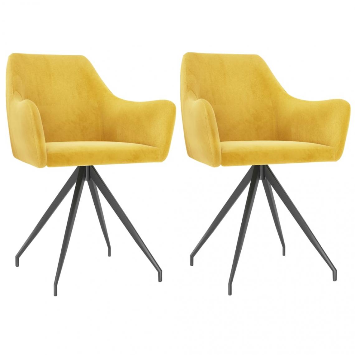 Decoshop26 - Lot de 2 chaises de salle à manger cuisine design moderne velours jaune CDS020663 - Chaises