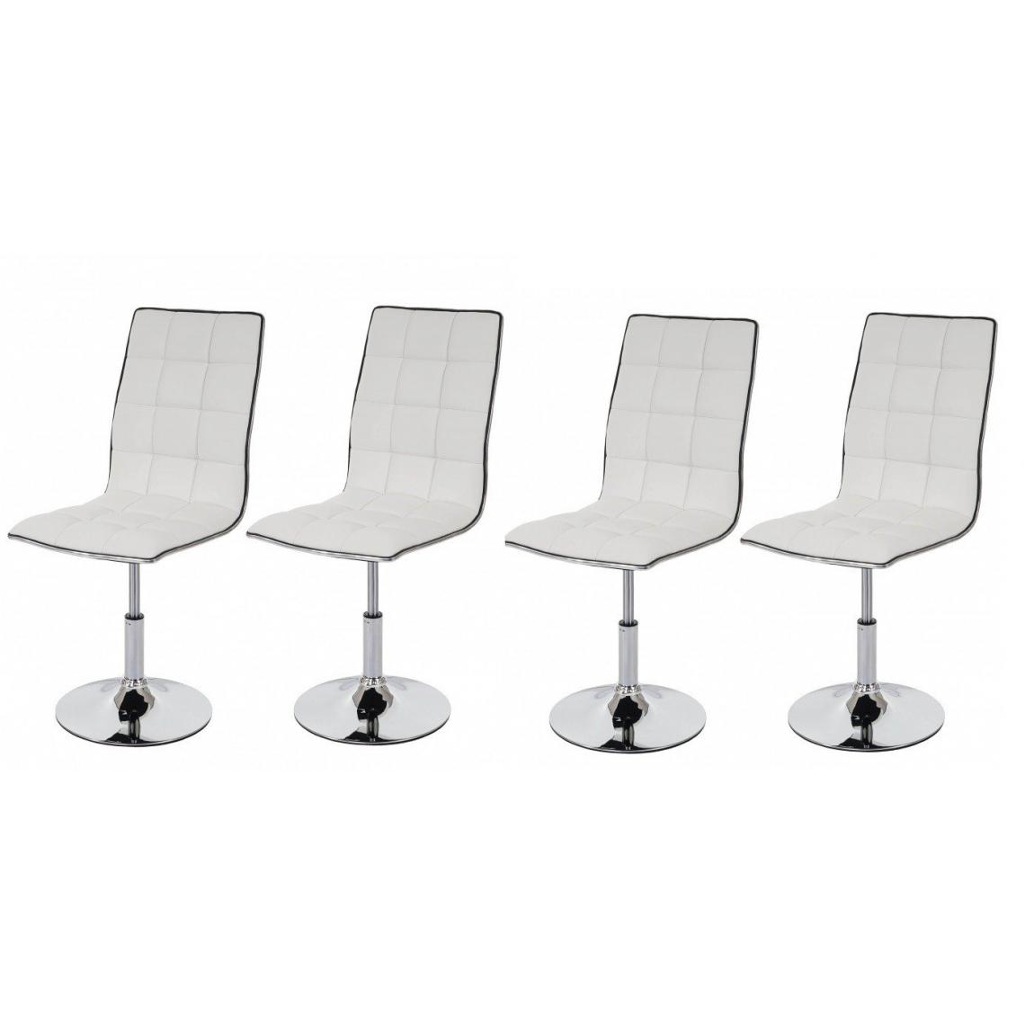 Decoshop26 - Lot de 4 chaises de salle à manger hauteur réglable en similicuir blanc CDS04178 - Chaises