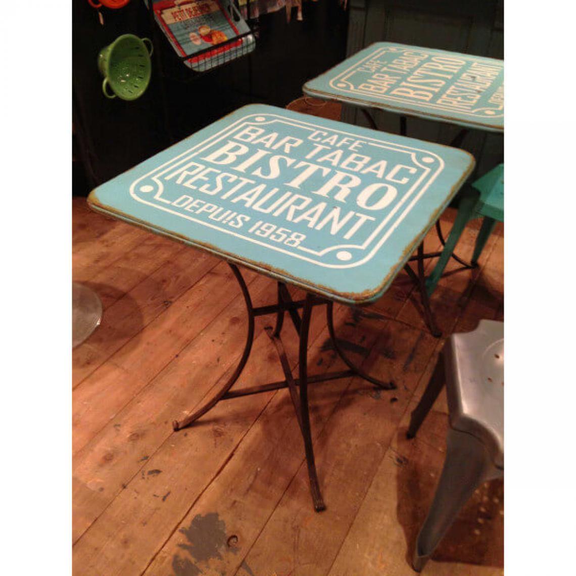 Mathi Design - BISTRO - Table acier bleu - Tables à manger