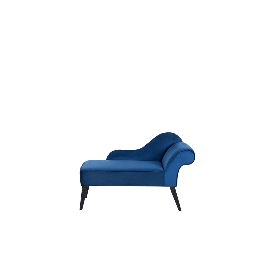 Beliani - Beliani Mini chaise longue en velours bleu côté droit BIARRITZ - bleu - Chaises