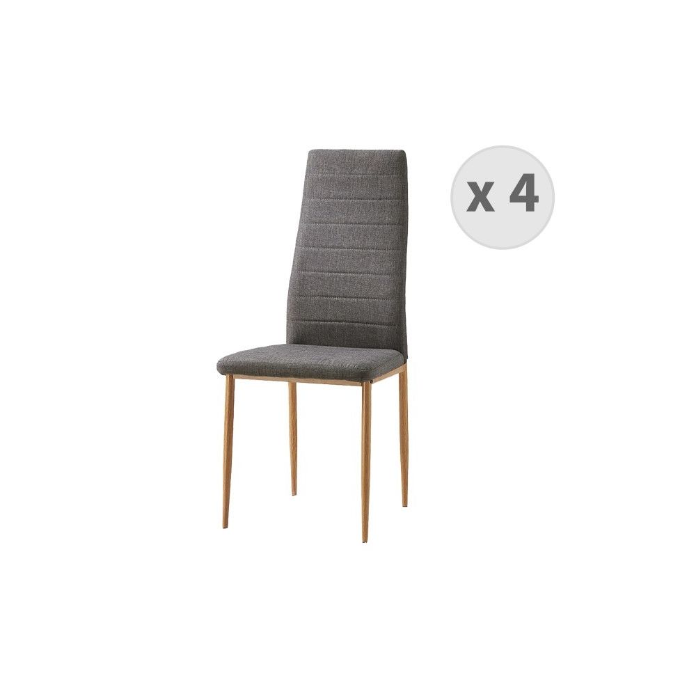 Moloo - ANNA-Chaises de salle à manger tissu gris pieds effet bois (x4) - Chaises
