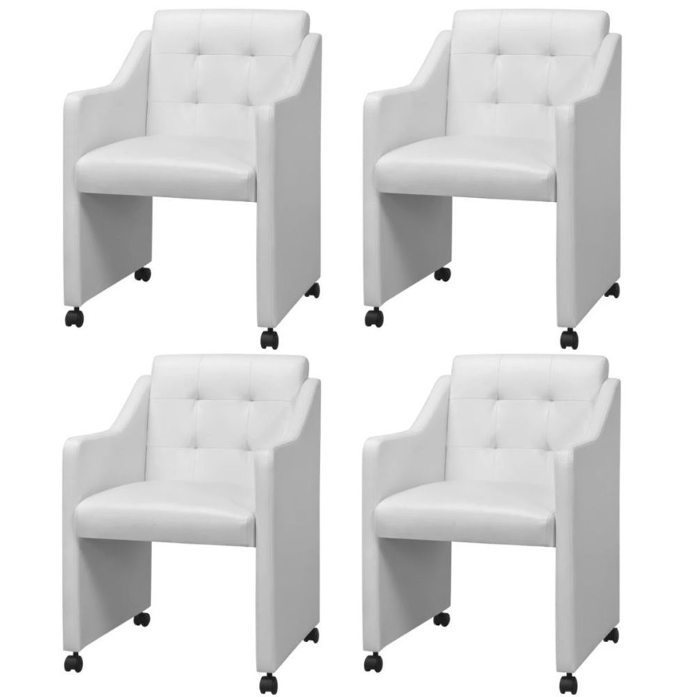 marque generique - Splendide Fauteuils ensemble Varsovie Chaises de salle à manger 4 pièces Blanc 59 x 57,5 x 86,5 cm - Chaises