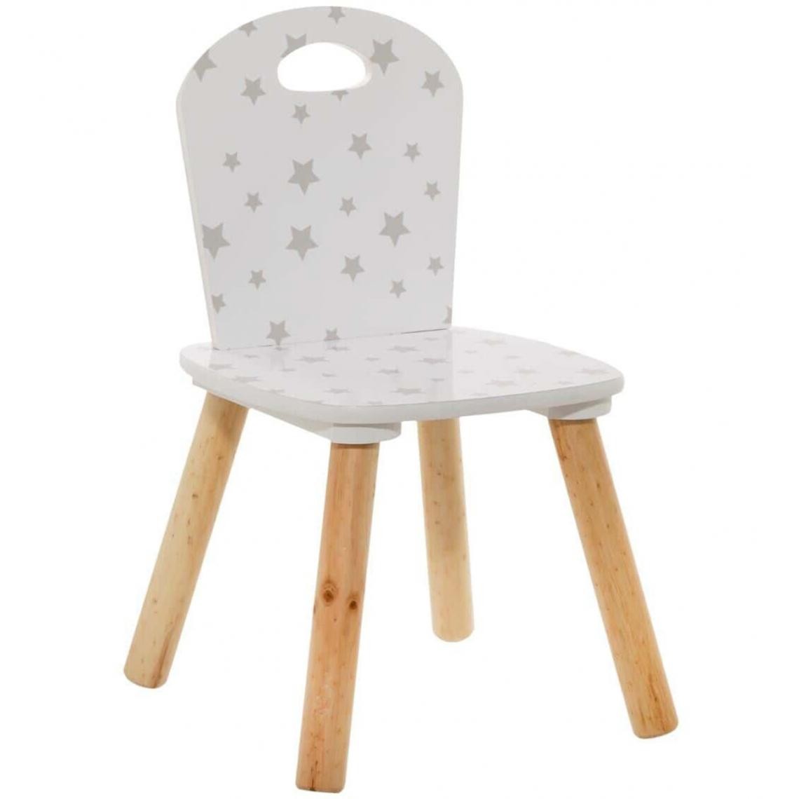 Pegane - Chaise enfant coloris blanc motif étoiles - Longueur 32 x Profondeur 31,5 x Hauteur 50 cm - Chaises