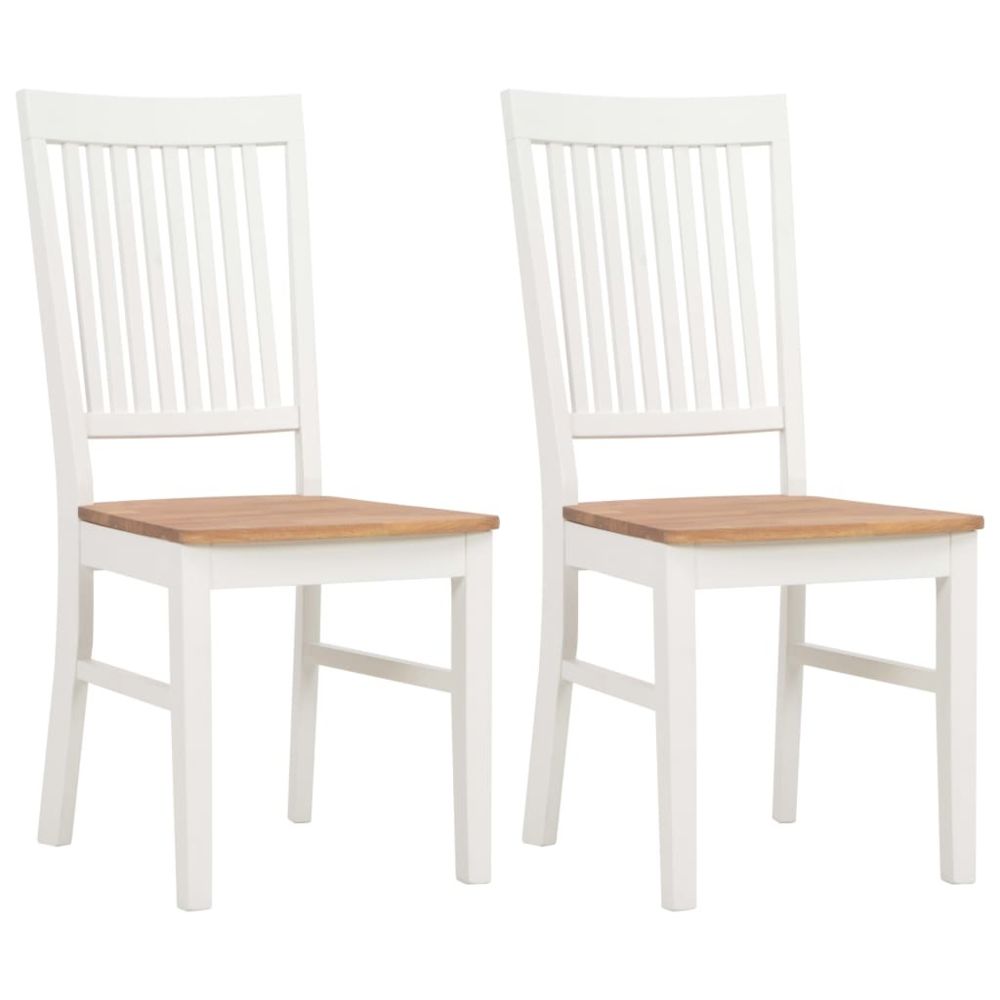 marque generique - Chic Fauteuils et chaises collection Libreville Chaises à dîner 2 pcs Blanc Bois de chêne solide - Chaises