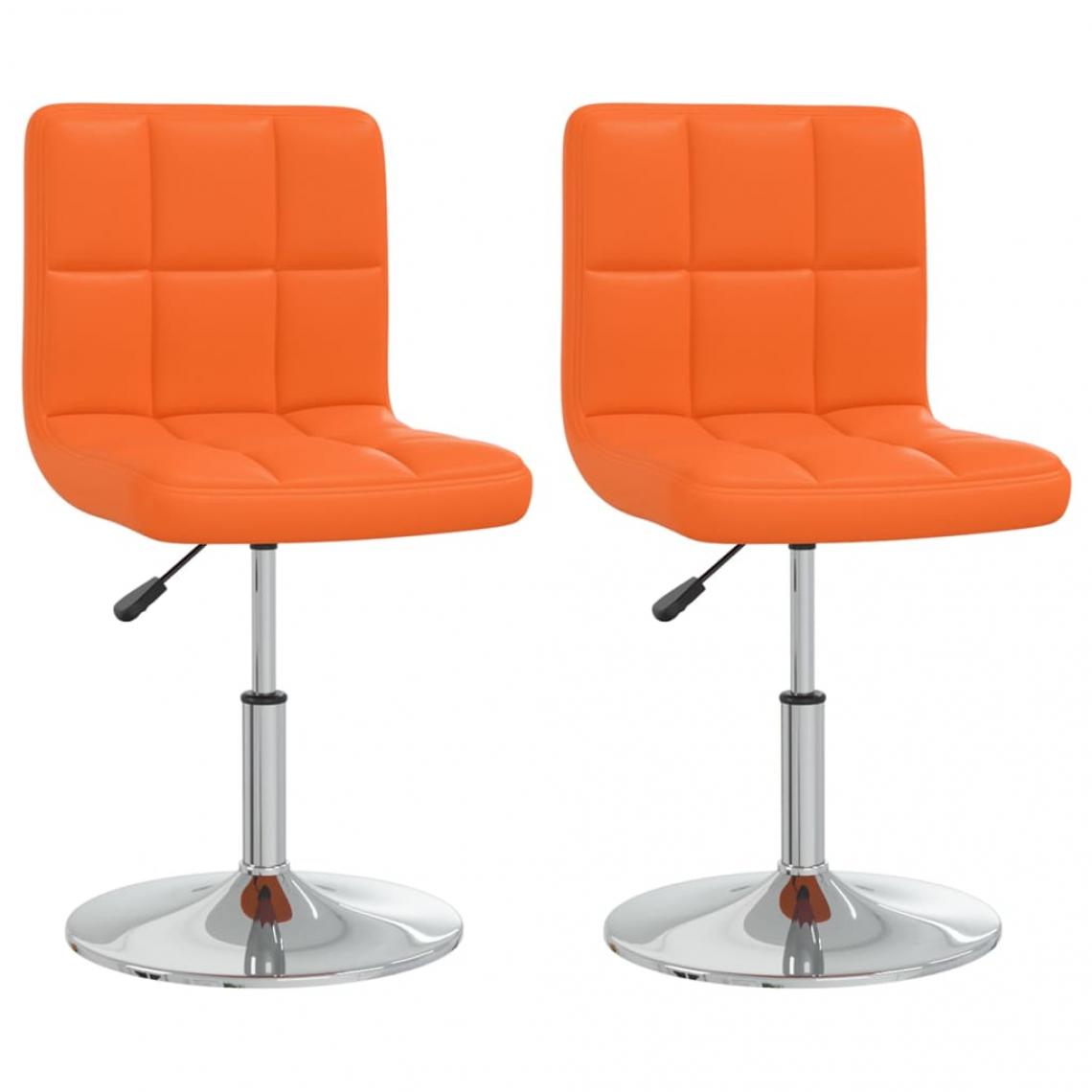 Decoshop26 - Lot de 2 chaises de salle à manger cuisine design contemporain similicuir orange CDS020902 - Chaises