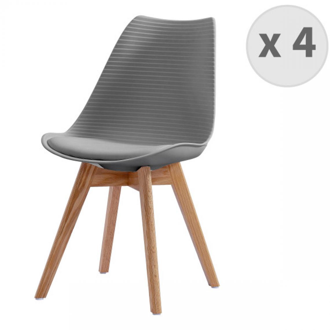 Moloo - BESSY-Chaise scandinave gris pieds chêne (x4) - Chaises