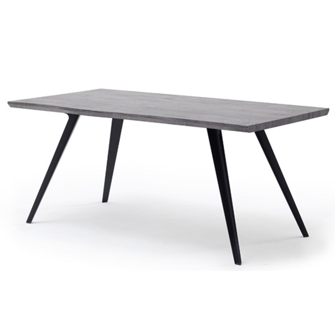 Pegane - Table à manger en bois finition chêne des marais et noir mat - L.180 x H.76 x P.90 cm - Tables à manger