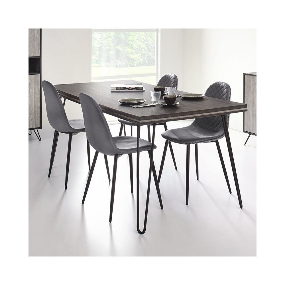 Nouvomeuble - Table à manger moderne couleur bois gris SANTORI - Tables à manger