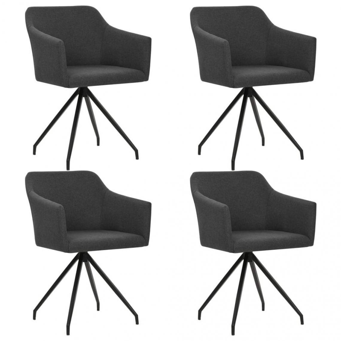 Decoshop26 - Lot de 4 chaises de salle à manger cuisine design moderne tissu gris foncé CDS021542 - Chaises
