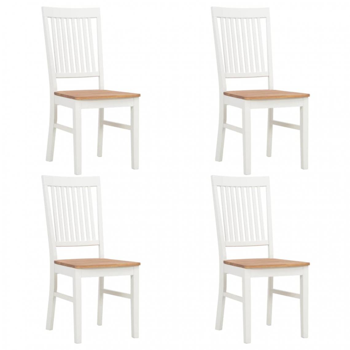 Icaverne - Superbe Fauteuils et chaises edition Katmandou Chaises de salle à manger 4 pcs Blanc Bois de chêne solide - Chaises