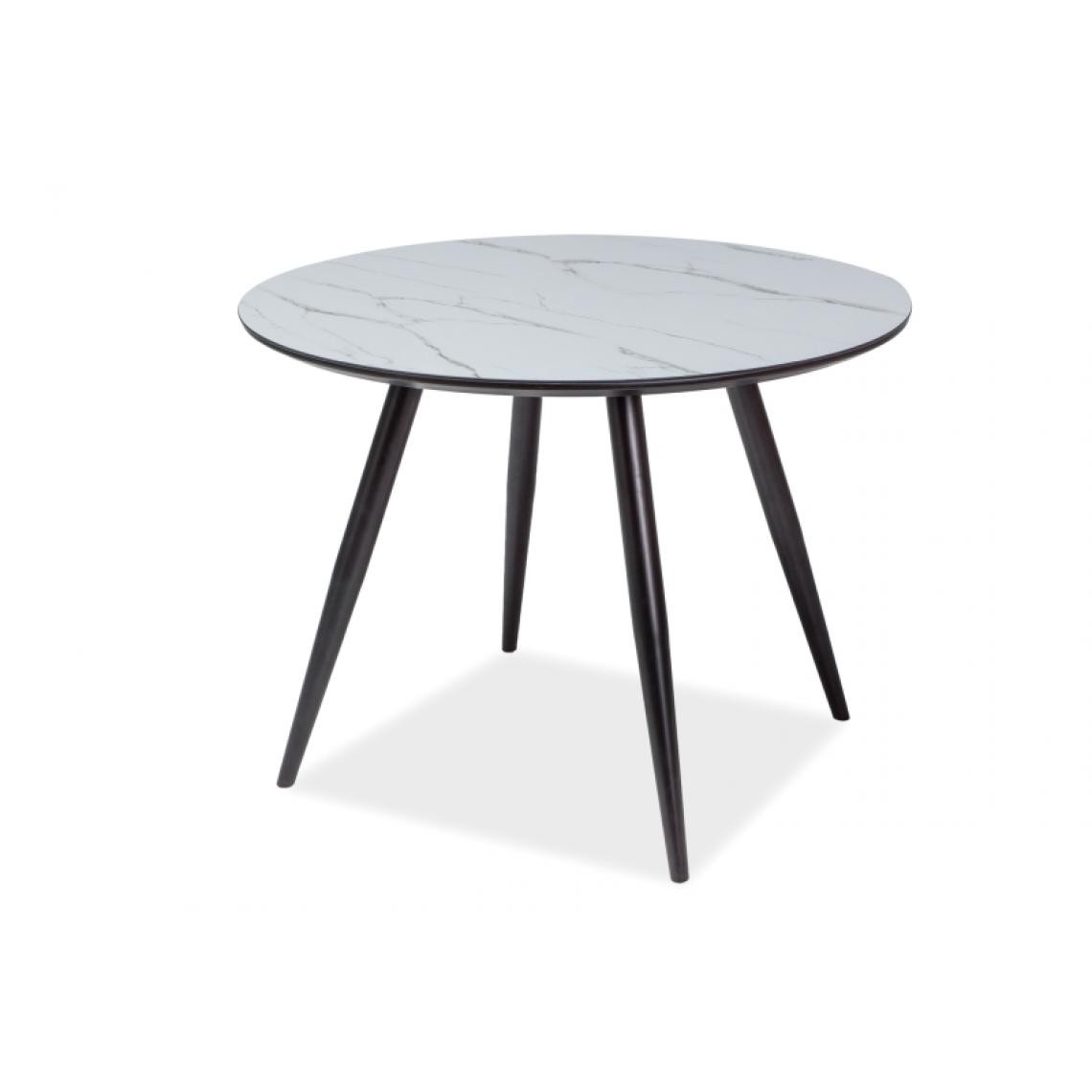 Hucoco - IBEAL - Table en verre imitant le marbre - 100x100x75 cm - Plateau réalisé en bois MDF et en verre - Pieds en métal - Gris - Tables à manger