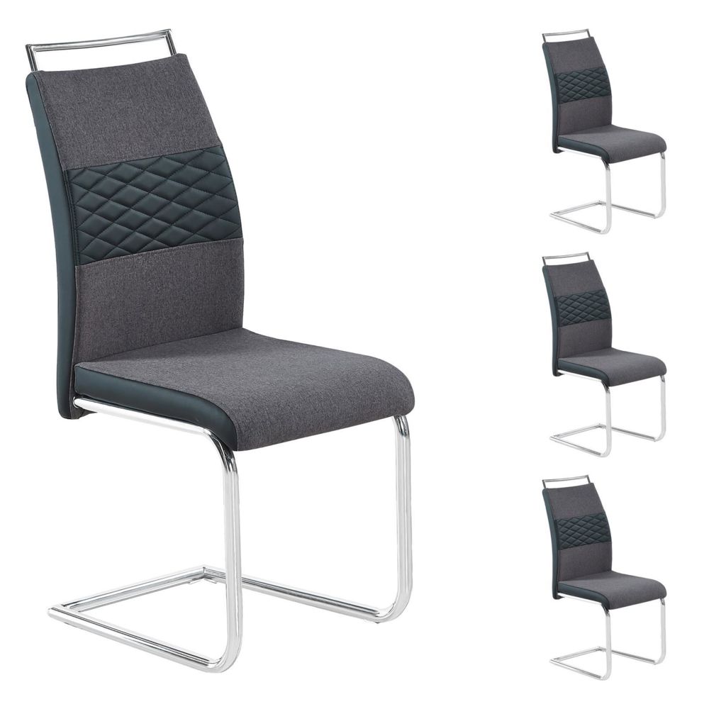 Idimex - Lot de 4 chaises ERZA, en tissu gris foncé - Chaises